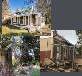 Photos of reserve, historic house and demolished house.