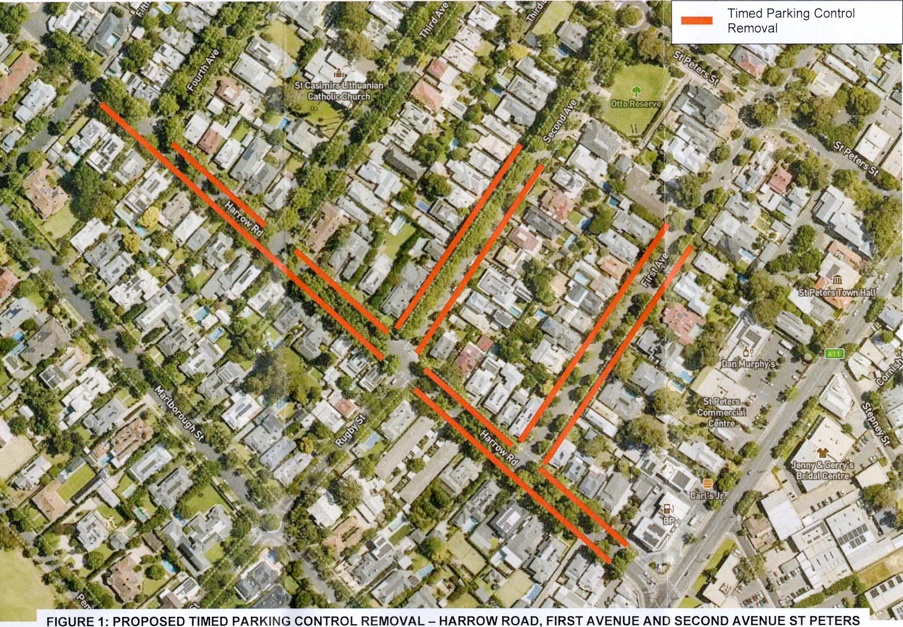 Map showing where parking controls are to be removed